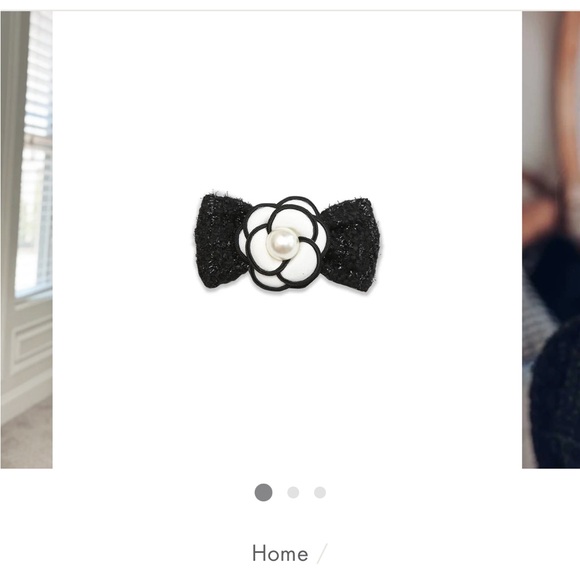 Luxelim sz 4 Lucy Dress & matching bow black Tweed white pearl trim - Picture 3 of 10